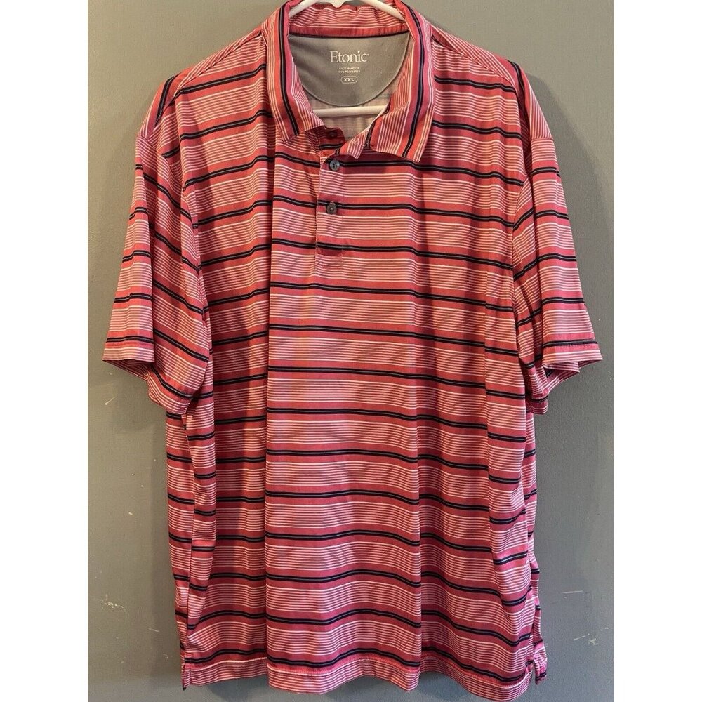 Etonic‎ Mens Pink Black Gray White Golf Polo Shirt XXL